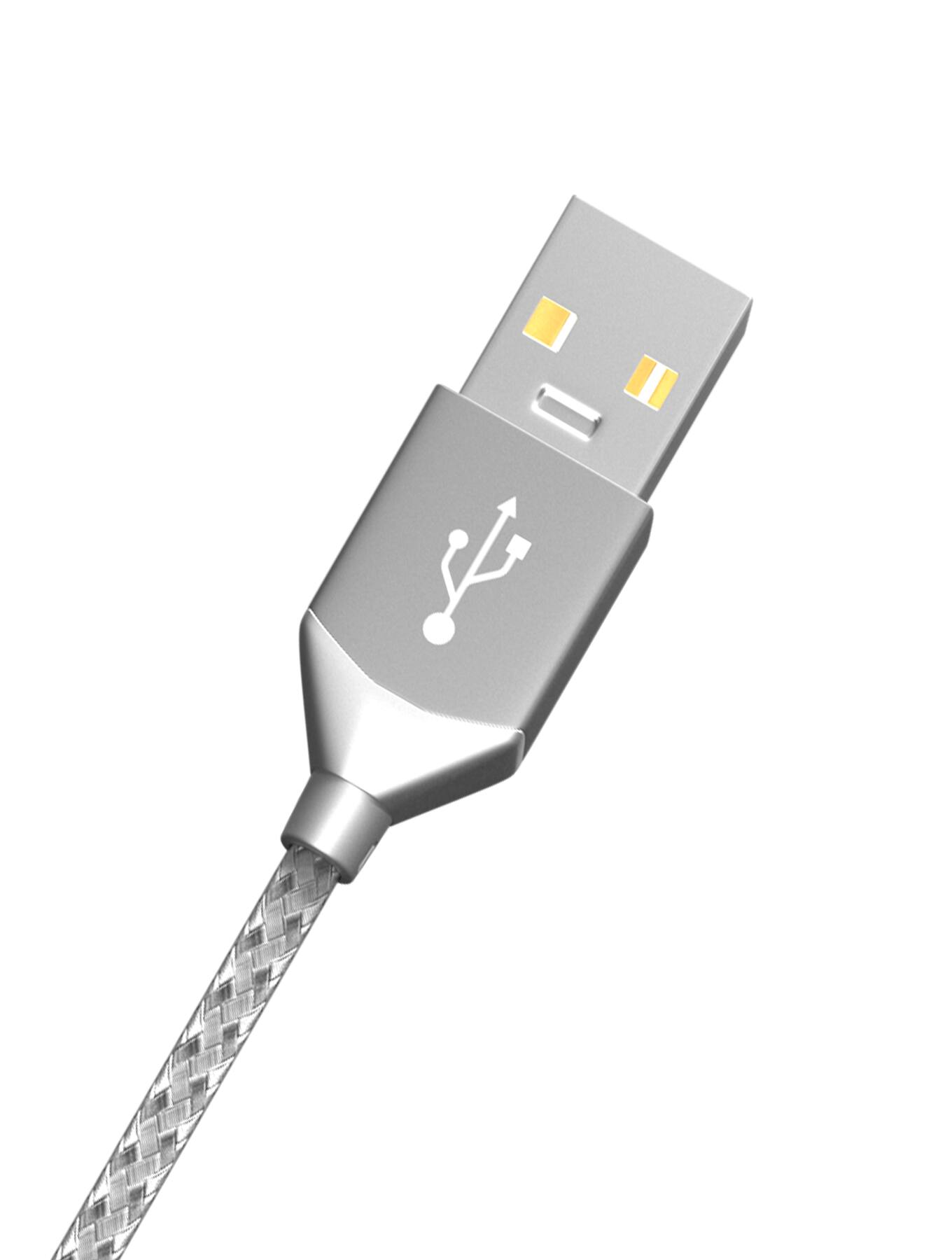 Alt View 3. Ampsentrix - 3 ft Non-MFI USB Type A To Lightning Cable (Infinity) - Silver - Silver.