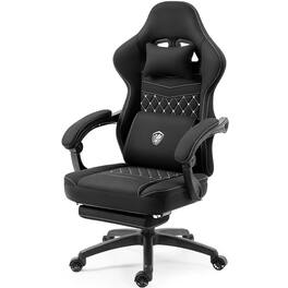 ThinkLink Electronic - Stylish Modern Premium High Gaming Chair Computer With Adjustable Lumbar Fabric For Home Office - Black
