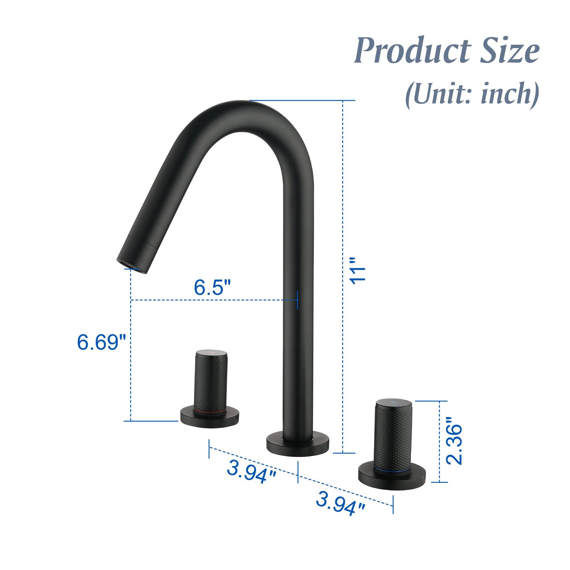Product Size (Unit: inch)  
- Length: 11"  
- Height: 6.69"  
- Width: 6.5"  
- Base Diameter: 3.94"  
- Spout Height: 2.36"