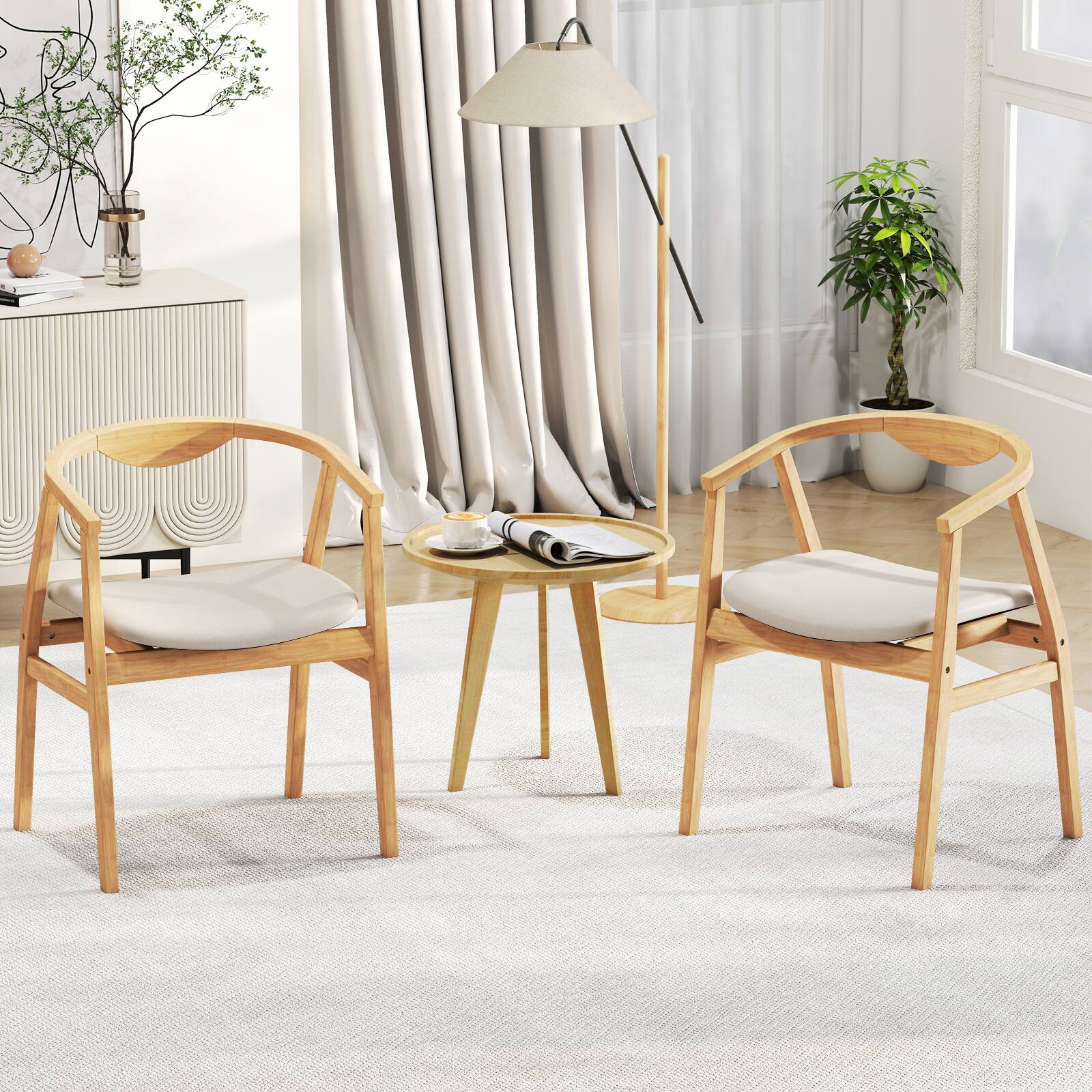 Alt View 1. Gymax - Gymax Set of 2 Leisure Bamboo Armchair Accent Chair w/ Curved Back & Bamboo Structure - Natural.