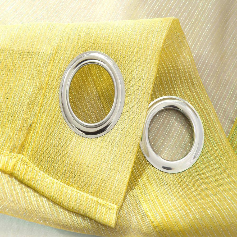Left. RT Designers Collection - Stylish Ramallah Lonnie Grommet Curtain Panel in Lemon - 54x90 Inches - Lemon.