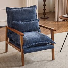 Winado - Mid-Century Modern Cloud Accent Armchair with Lumbar Pillow, 6.3'' Thick Seat Cushion Comfortable Reading Chair - Dusty Blue