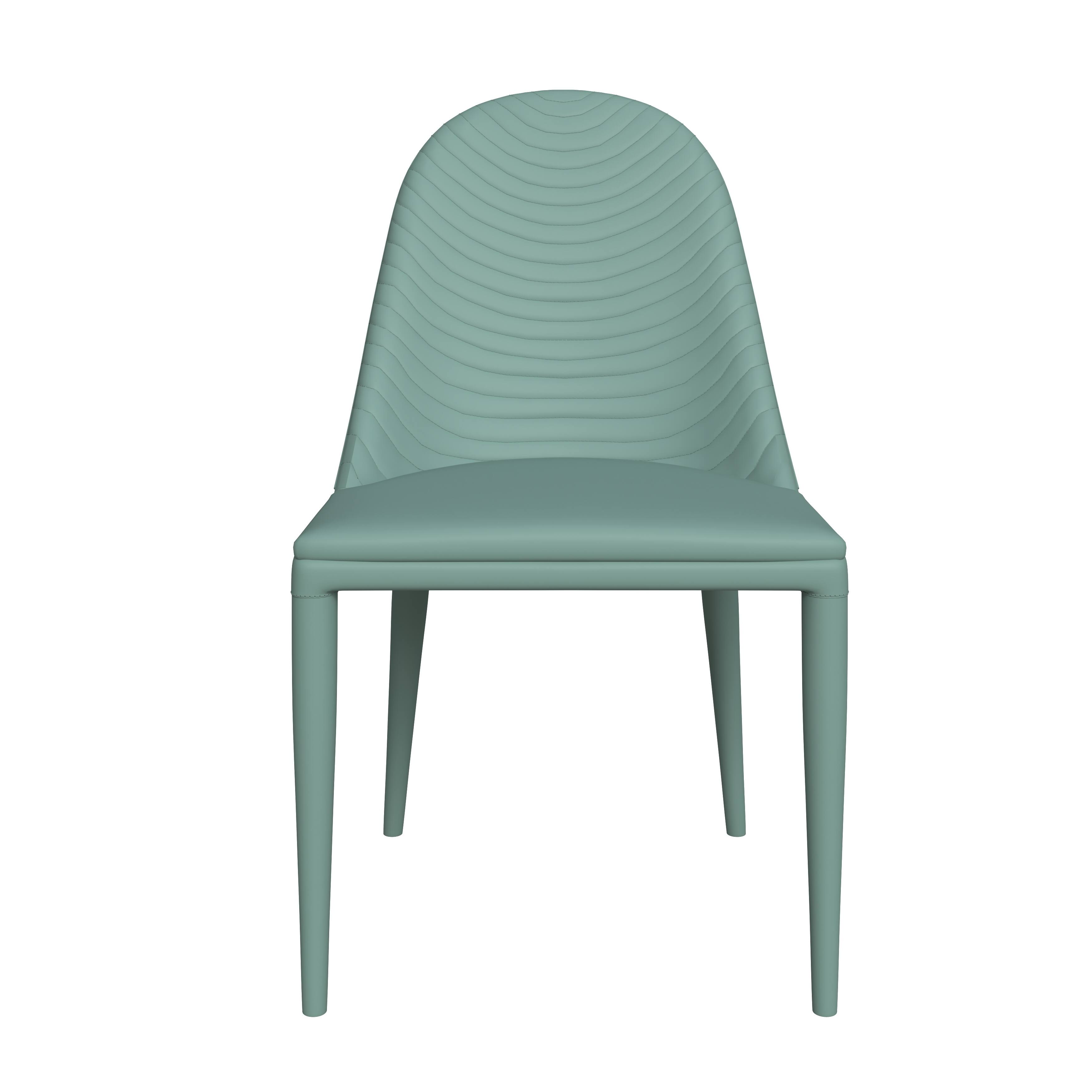 Alt View 3. LeisureMod - Seville 2-PCS Modern Faux Leather Dining Chair, Cushioned Ribbed Accent Side Chair - Green.