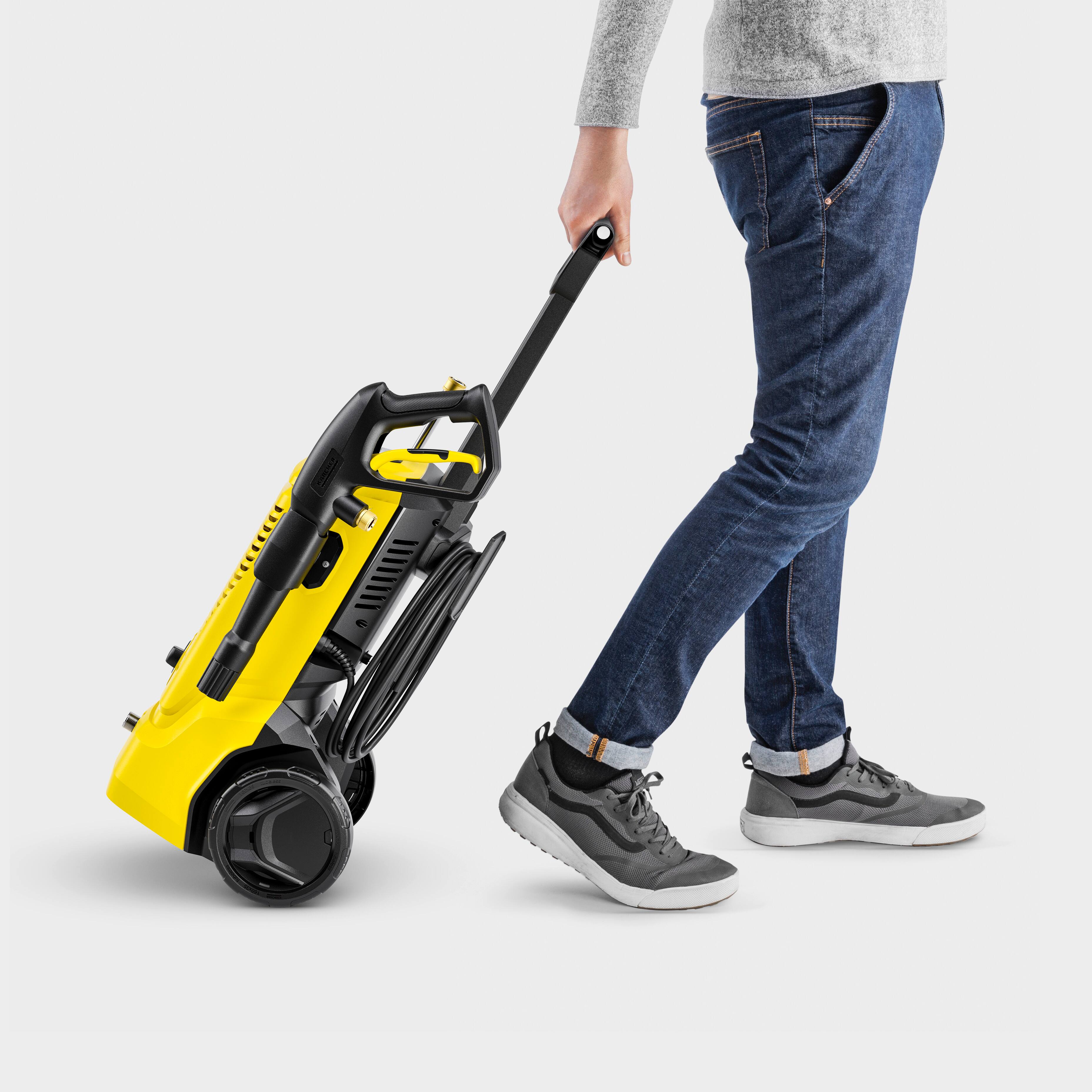 Angle. Karcher - K 4 Foam Cannon 1900 PSI Electric Pressure Washer with Turbo Nozzle and Large Wheels for All-Terrain Cleaning.