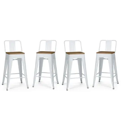 Front. Simpli Home - Rayne Metal and Wood Counter Height Stool (Set of 4) - White.
