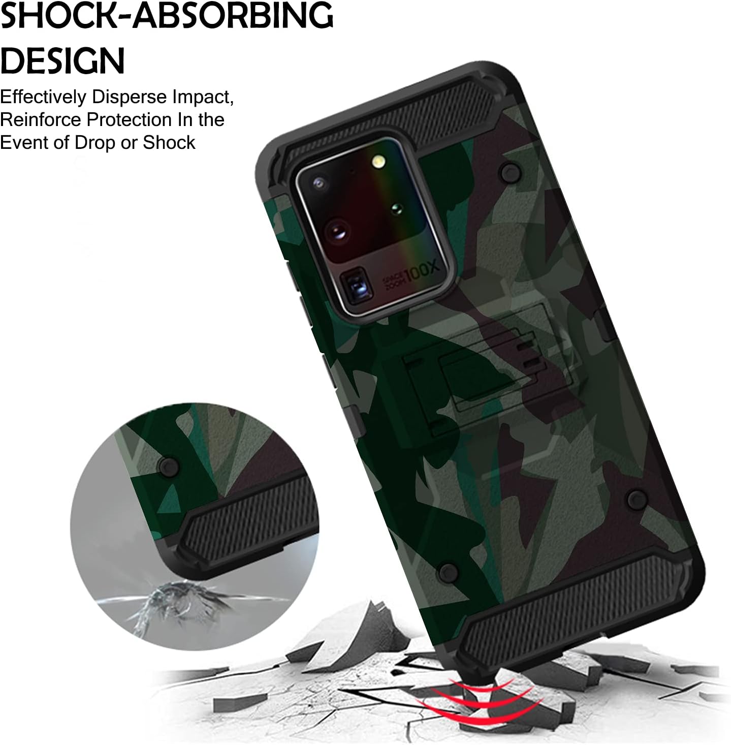 SHOCK-ABSORBING DESIGN  
Effectively Disperse Impact, Reinforce Protection In the Event of Drop or Shock  

SPACE ZOOM 100X