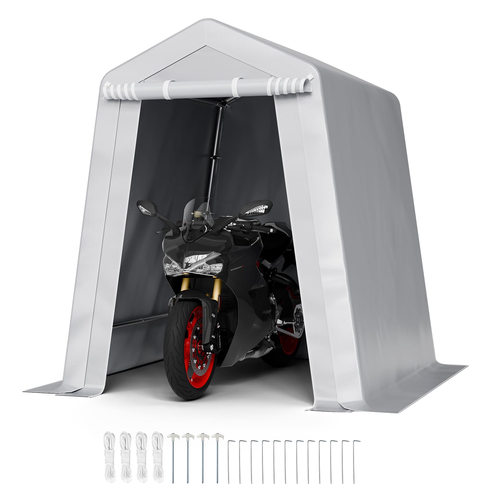 VEVOR - Outdoor Storage Shed, 6 x 6 ft Portable Tent with Roll-up Door & Vents, Waterproof Canopy Shed Shelter, Heavy Duty Frame - Gray