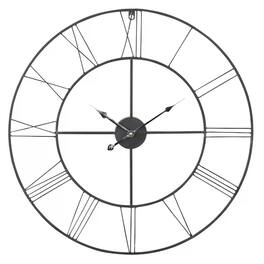 Hivvago - Round 24-inch Metal Wall Clock with Roman Numerals - Gray