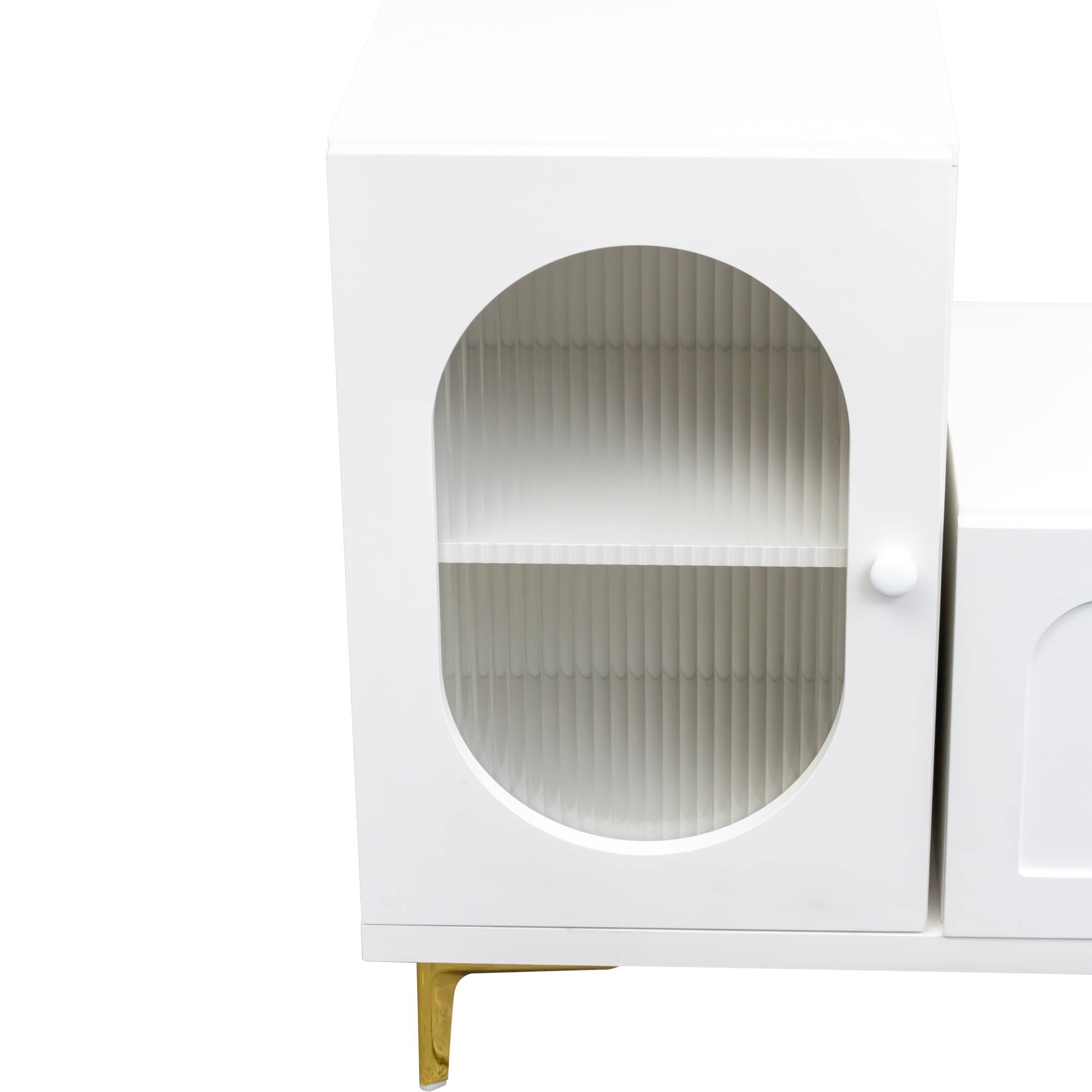 Alt View 6. GOODSILO - Extendable Rectangle TV Stand and Media Console with Adjustable Storage - White.