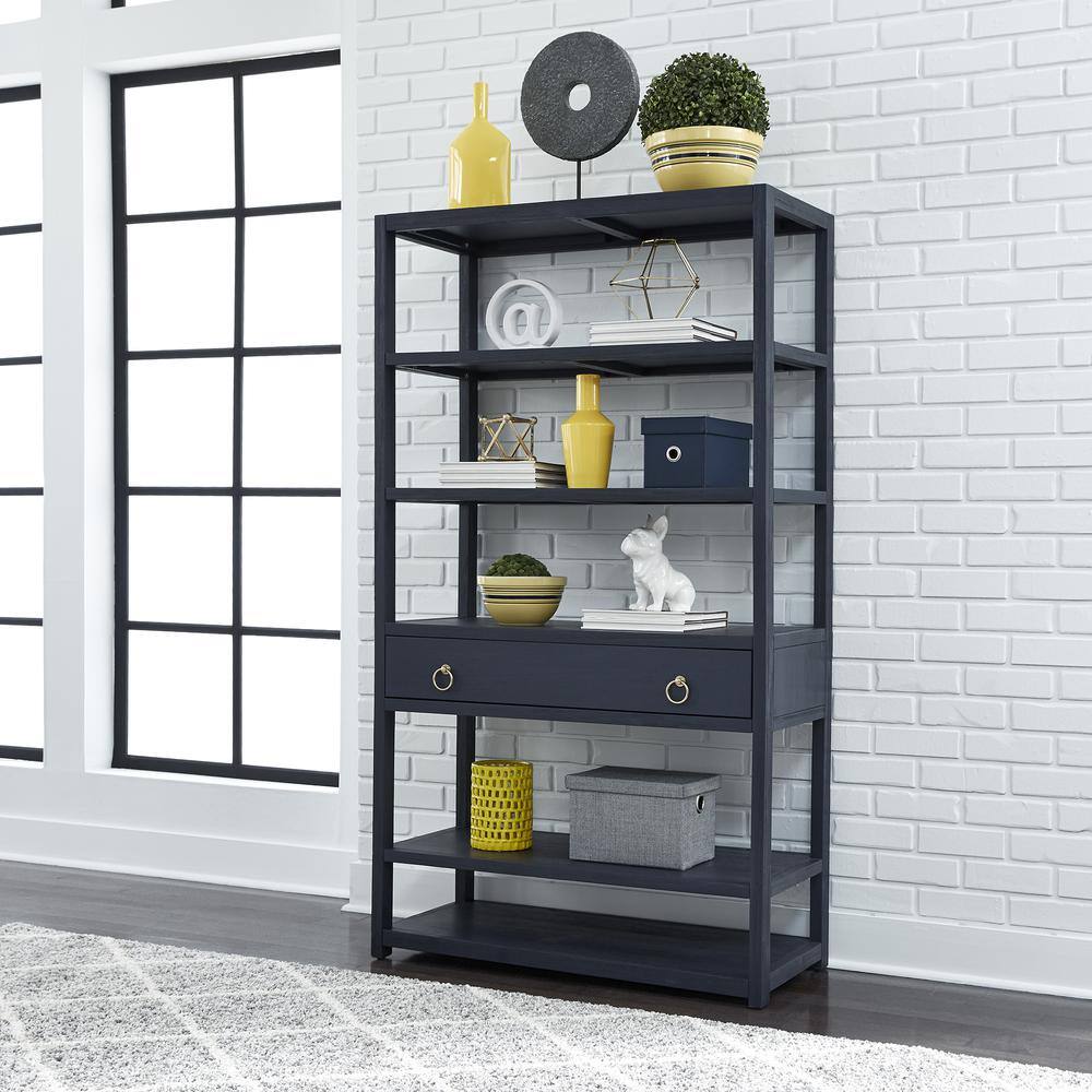Alt View 1. Liberty Furniture Industries - East End Accent Bookcase in Wirebrushed Denim - Blue.