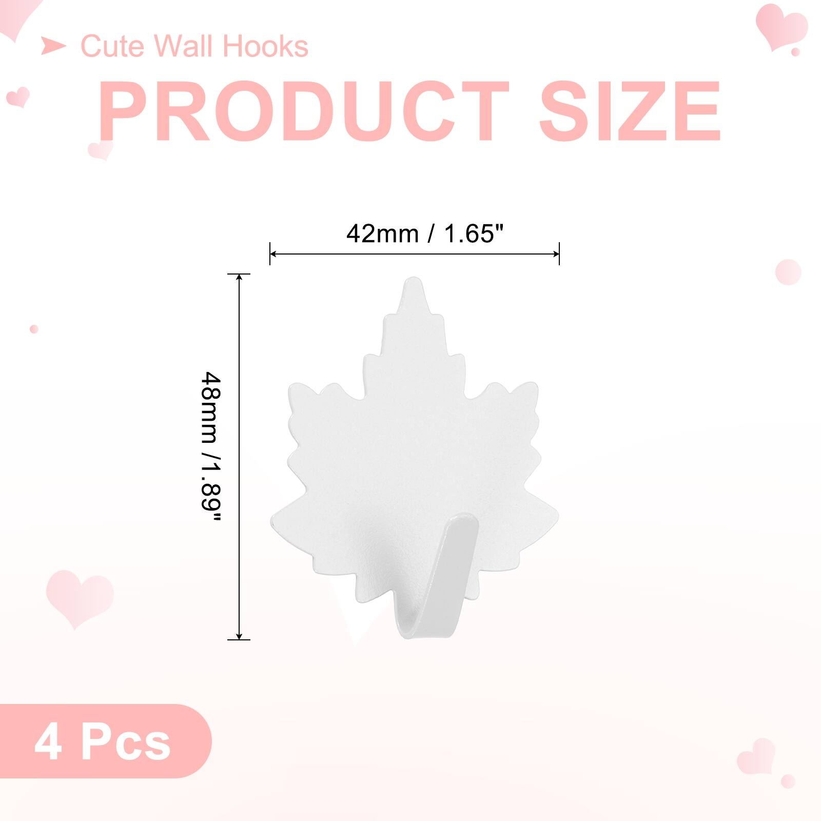 Cute Wall Hooks

PRODUCT SIZE

42mm / 1.65"  
48mm / 1.89"  

4 Pcs