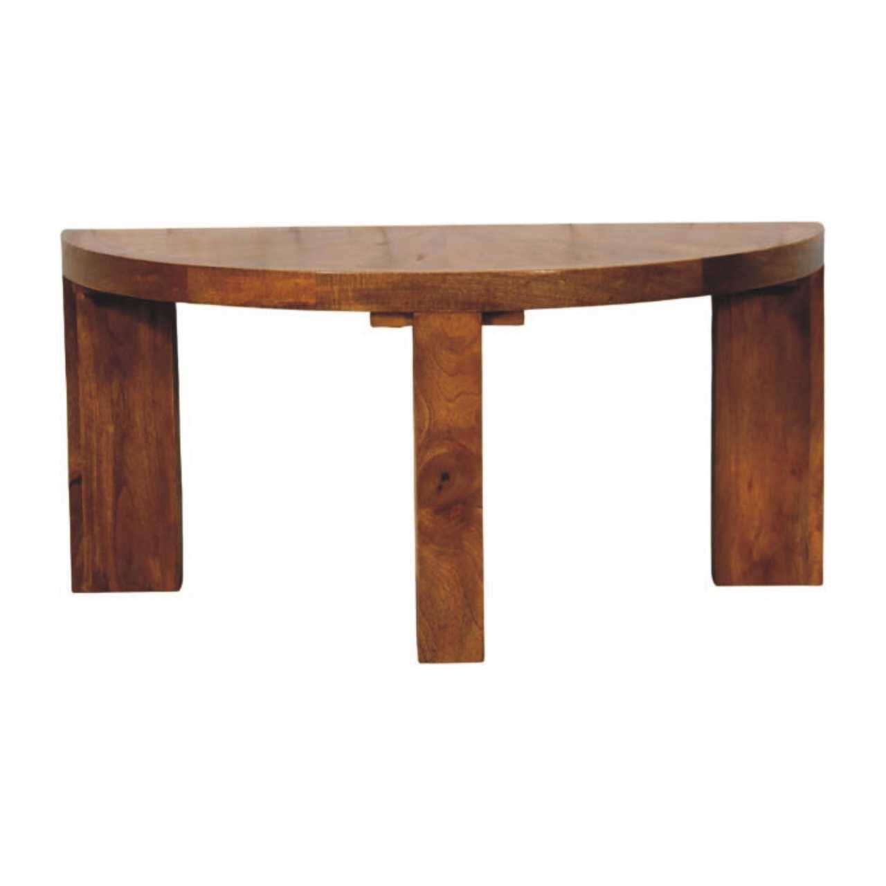 Artisan Furniture - Solid Wood Amber Oak Half Moon Coffee Table, Brown - Beige