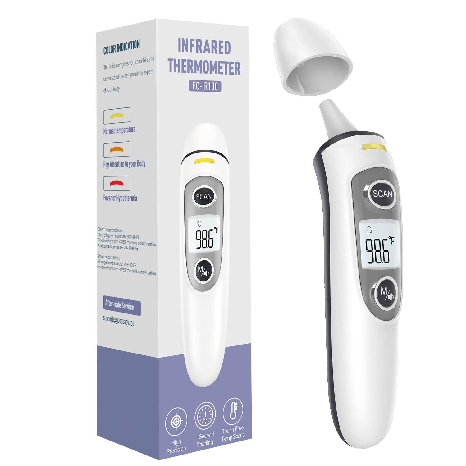 RTMB - Adult and children's digitally accurate ear and forehead thermometer with fever - Gray