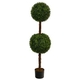 BreeBe - 4.5' Boxwood Double Ball Topiary Tree (Indoor/Outdoor) - Green