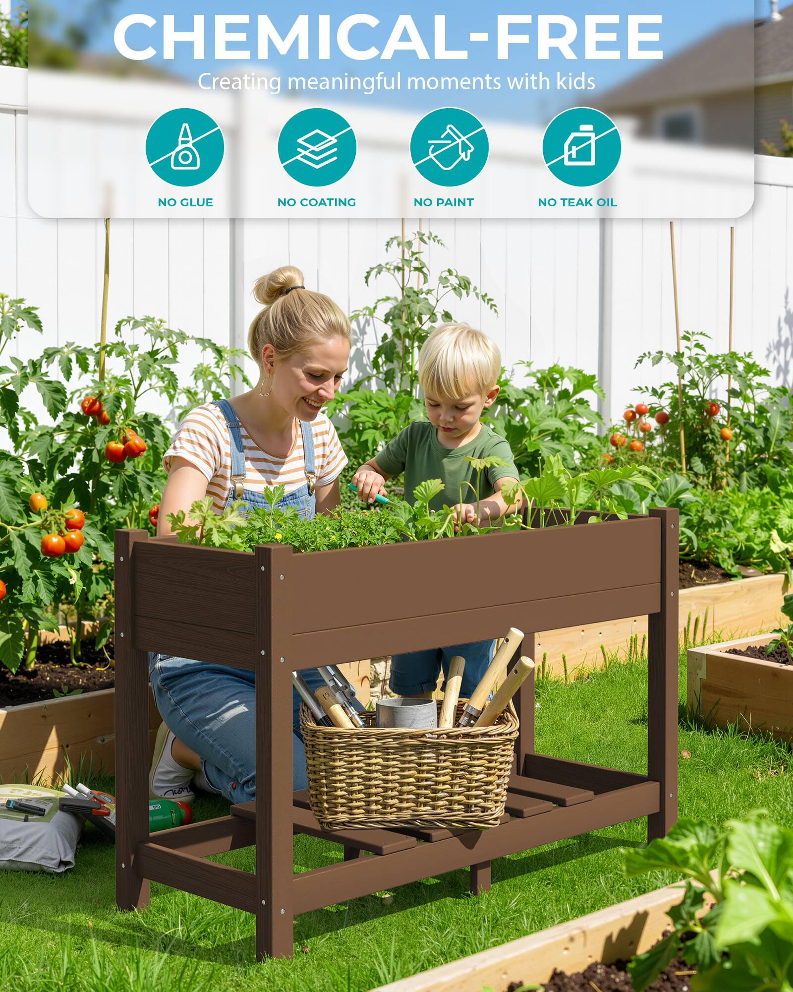 CHEMICAL-FREE  
Creating meaningful moments with kids  

NO GLUE  
NO COATING  
NO PAINT  
NO TEAK OIL