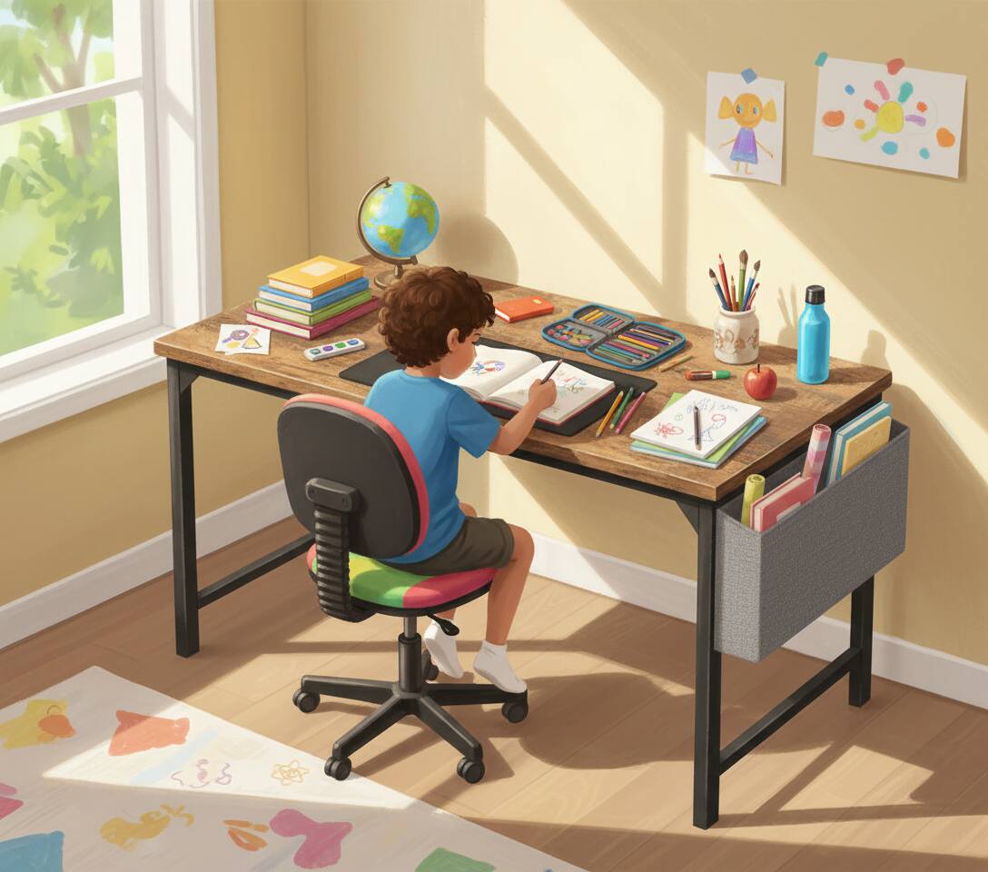 Alt View 5. AOITUN - Computer Office Desk 48 Inch Kids - Ideal for Study, Work, or Play with Sturdy Design and Ample Workspace - Steel.