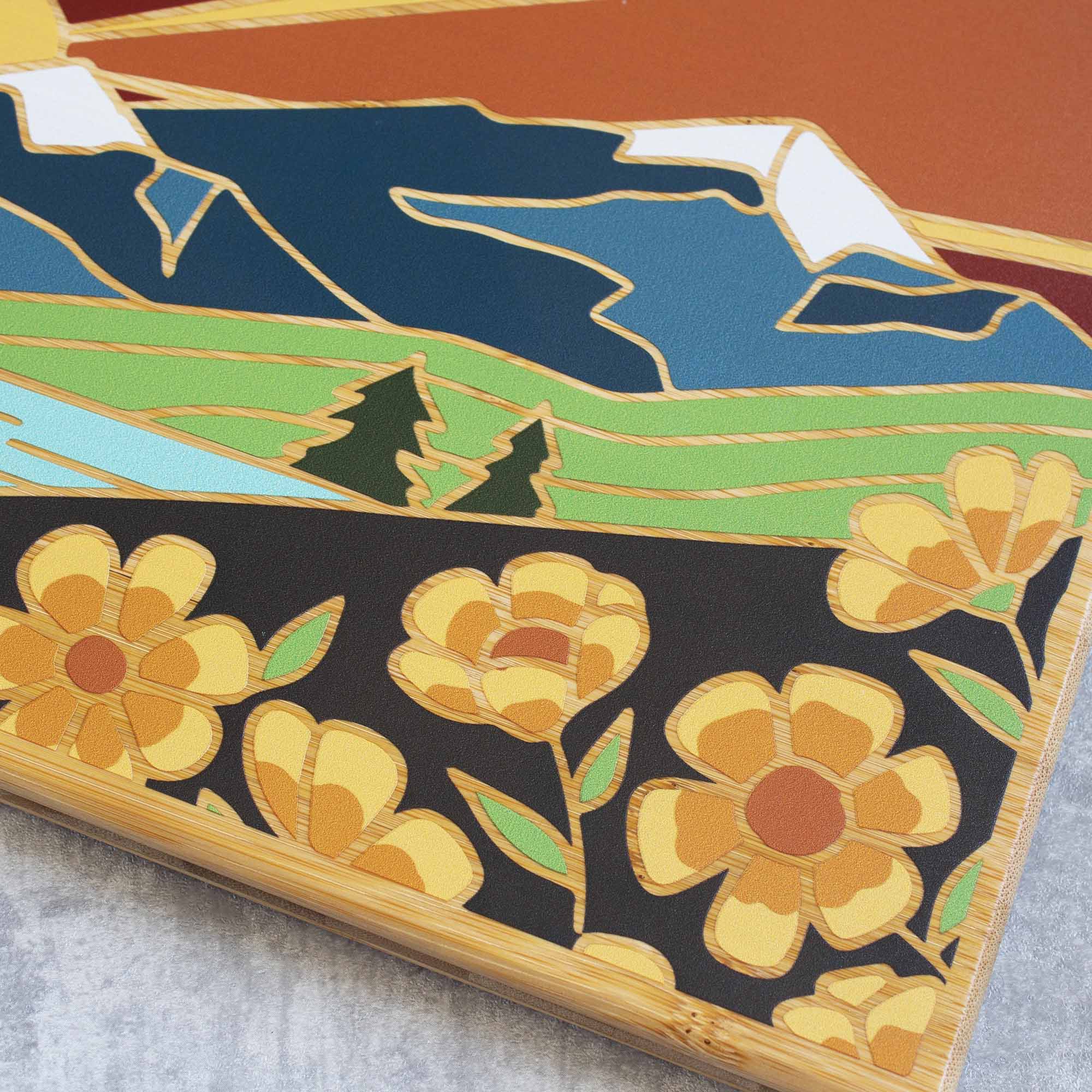 Alt View 2. Totally Bamboo - Montana Cutting Board with Artwork by Summer Stokes.