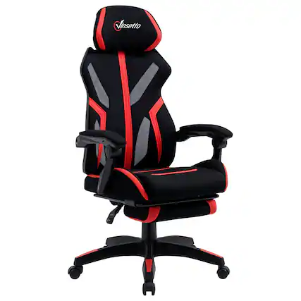 Front. Akoasm - Ergonomic Racing Gaming Chair Computer Chair with Footrest, Headrest, Swivel Seat with Adjustable Height-Black Red - Black Red.