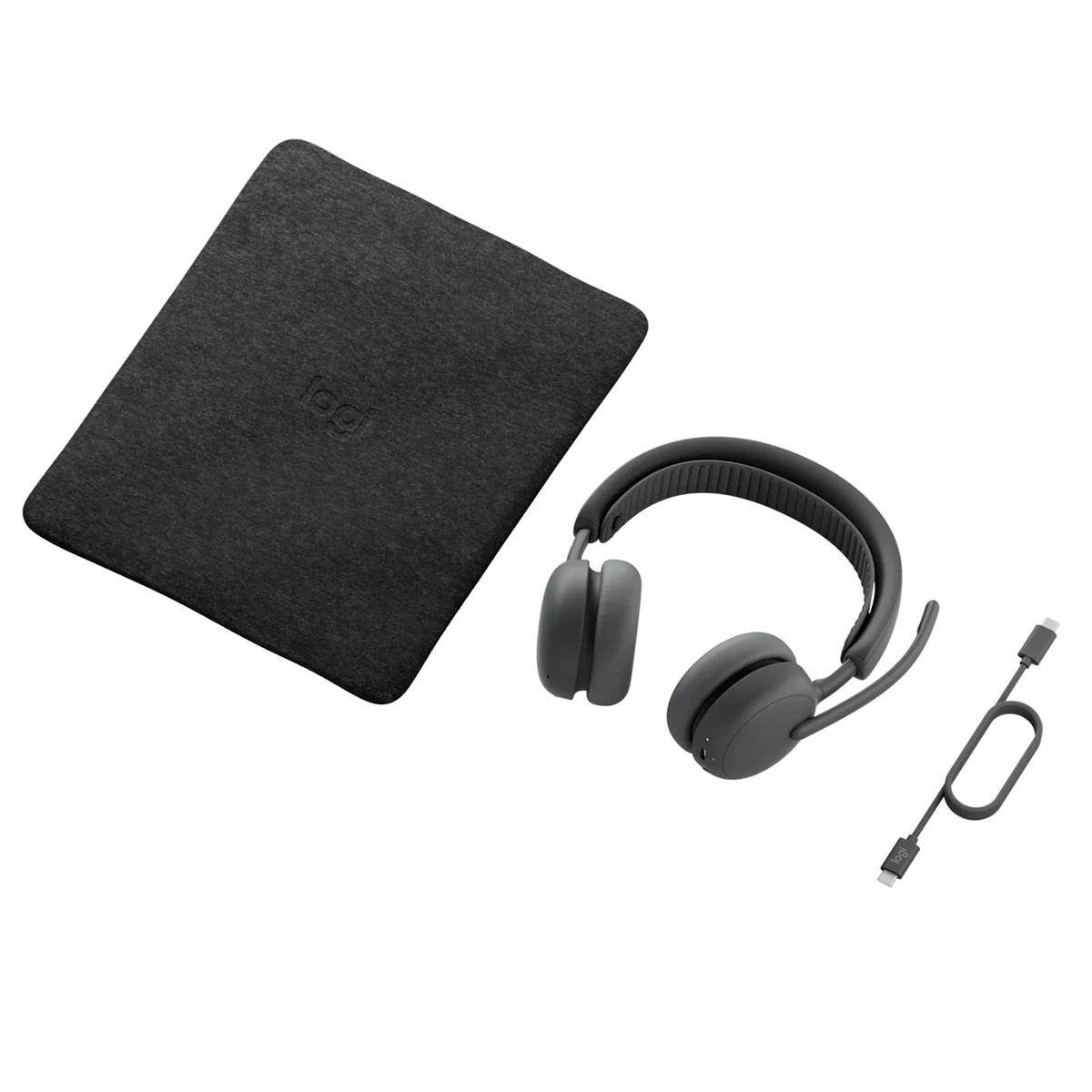 Alt View 3. Logitech - Logitech Zone Wireless 2 ES Active Noise Cancelling Closed-Back On-Ear Stereo Headset, Graphite - Graphite.