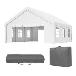 Mondawe - 20x20 FT Outdoor Canopy Gazebo with 2 Storage Bags & Removable Sidewalls - White