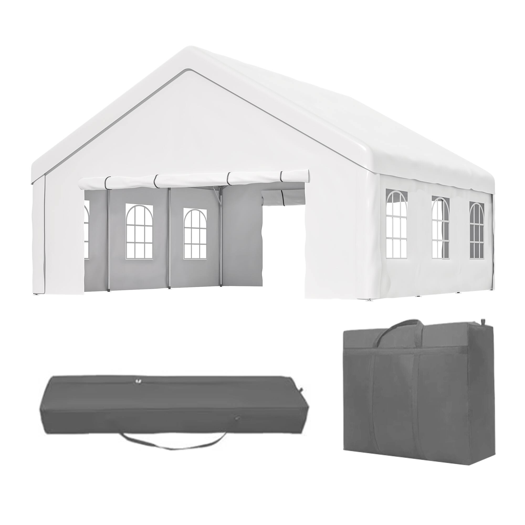 Alt View 6. APRILSOUL - 20x20 FT Party Tent 2 Storage Bags Removable Sidewalls Outdoor Canopy Gazebo Carport Camping Wedding BBQ - White.