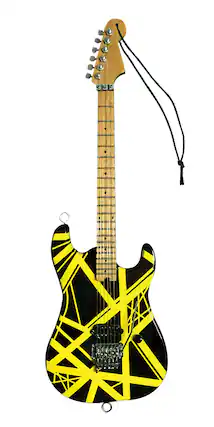Front. Axe Heaven - Eddie Van Halen Bumble Bee Mini Guitar Ornament Collectible Display Model.