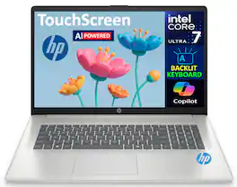 HP - 17 AI Powered Laptop 17.3" Touchscreen Display (Ultra 7-255U, 64GB DDR5, 2TB SSD, Backlit KB, WiFi 6, Win 11 Pro) - Natural Silver
