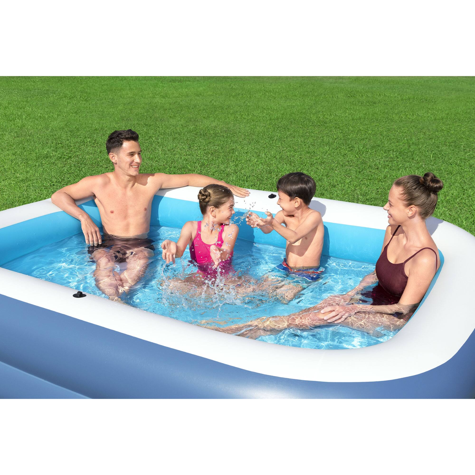 Alt View 5. Bestway - H2OGO! 8 Foot 4 Inch by 70 Inch Summer Bliss Shaded Inflatable Family Pool - Blue.