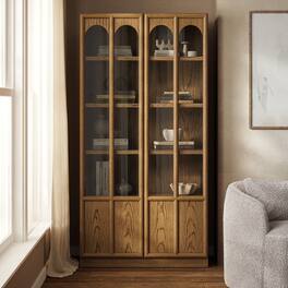 Anwen Solid Wood and Glass Display Cabinet by Modway - Oak