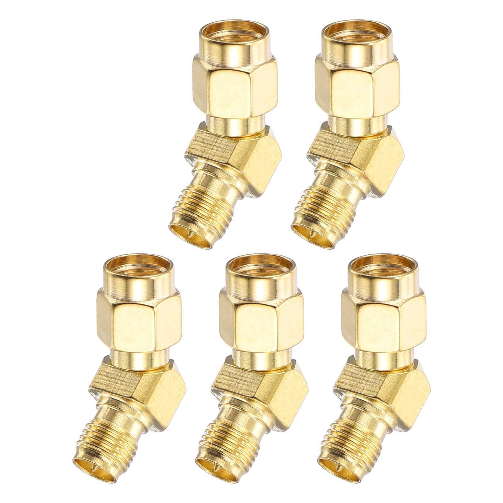 Unique Bargains - 5pcs 135 Degree SMA L-Shape Adapter, RP-SMA Male to Female 50 Ohm for Antennas/Signal/Test/Router/Car Navigation - Gold price history on PriceWatchPro