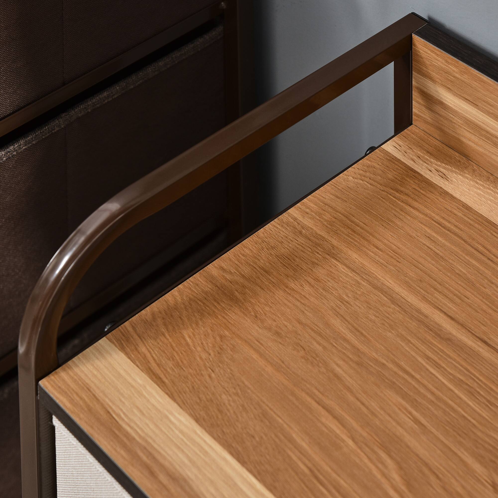 Alt View 7. Homcom - 5-Drawer Dresser, Fabric Chest of Drawers, 2-Tier Storage Organizer for Bedroom Entryway, Tower Unit - Multi-coloured.