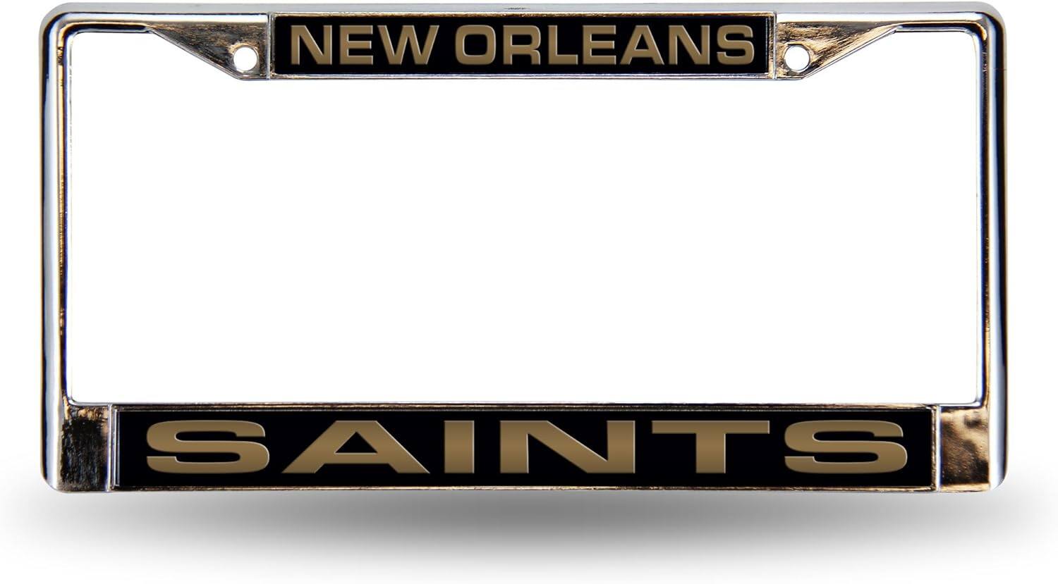 New Orleans Football Saints Chrome Metal Laser Cut License Plate Frame