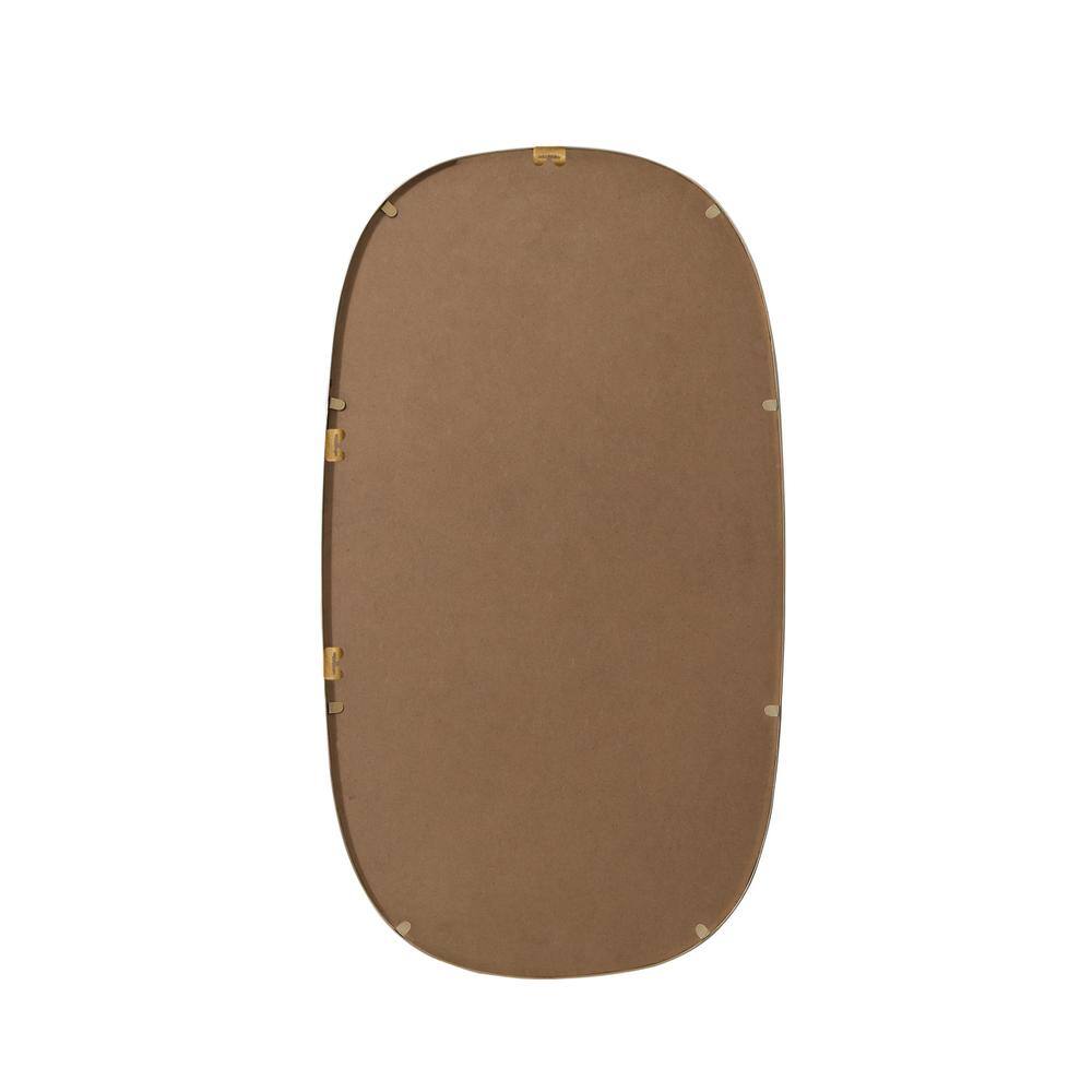 Angle. Elegant Decor - Metal Frame Oval Mirror 20x36 Inch in Brass - Brass.