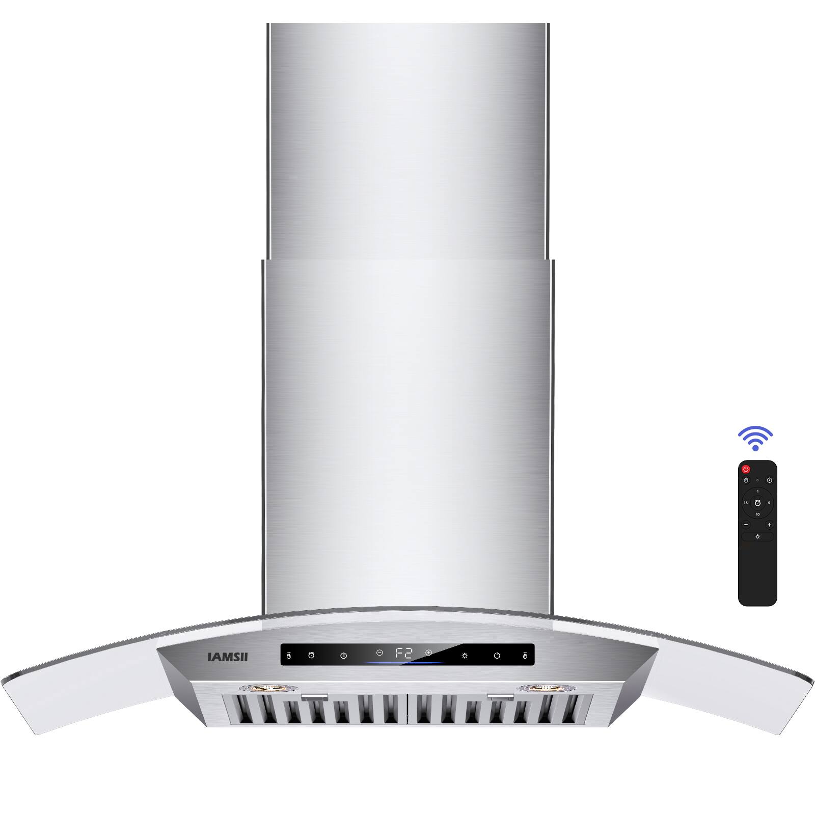 Back. Brano - 36 inch Wall Mount Range Hood 900 CFM Ducted/Ductless Convertible, Kitchen Chimney Vent Stainless Steel - SLIVER.