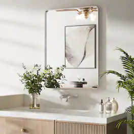 PAIHOME - Silver Metal Framed Bathroom Mirror for Wall, Vanity Mirror for Modern Decorative - 22" x 30"