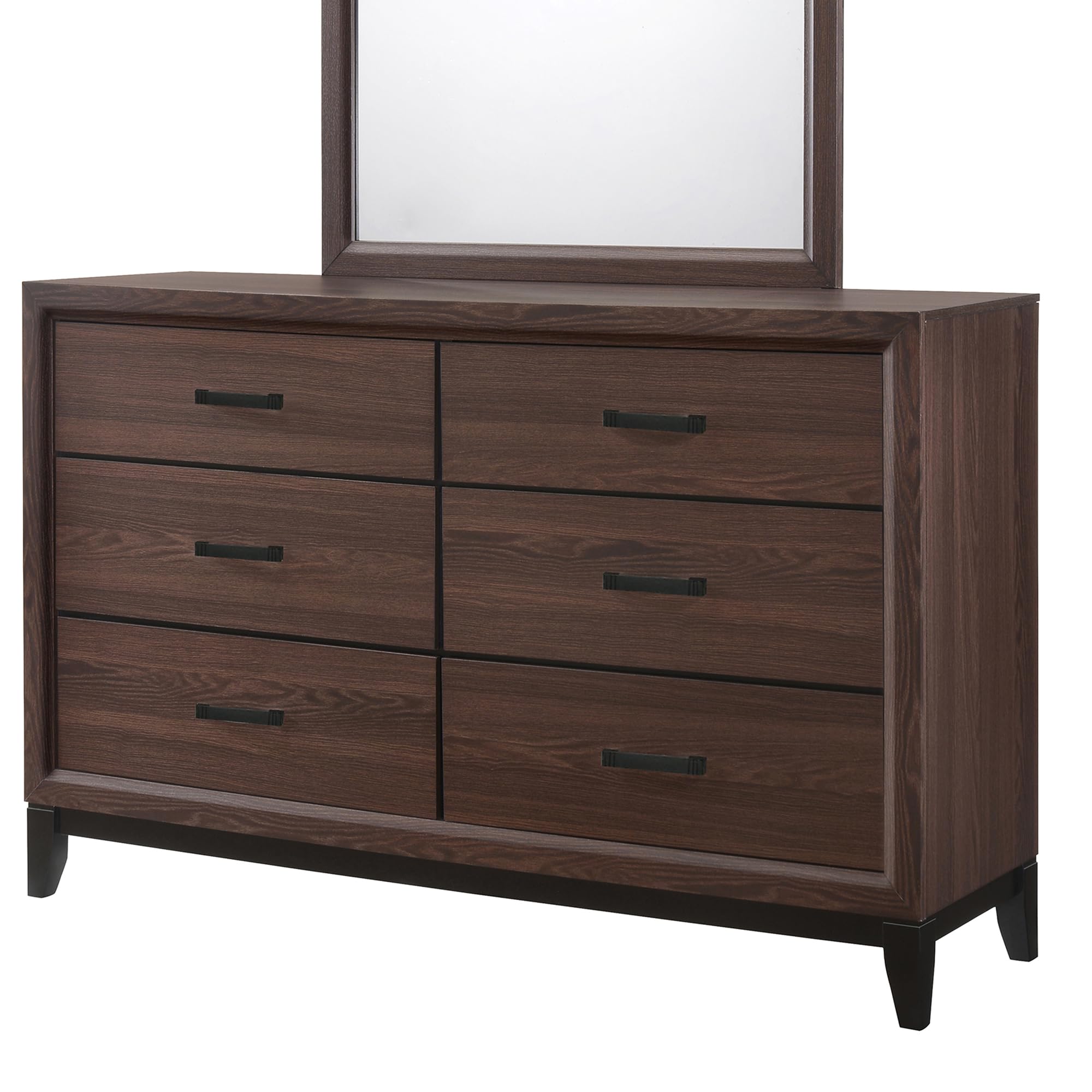 Left. Kings Brand Furniture - Kings Brand Furniture Athens Wood Dresser & Mirror, Brown/Black - Brown.