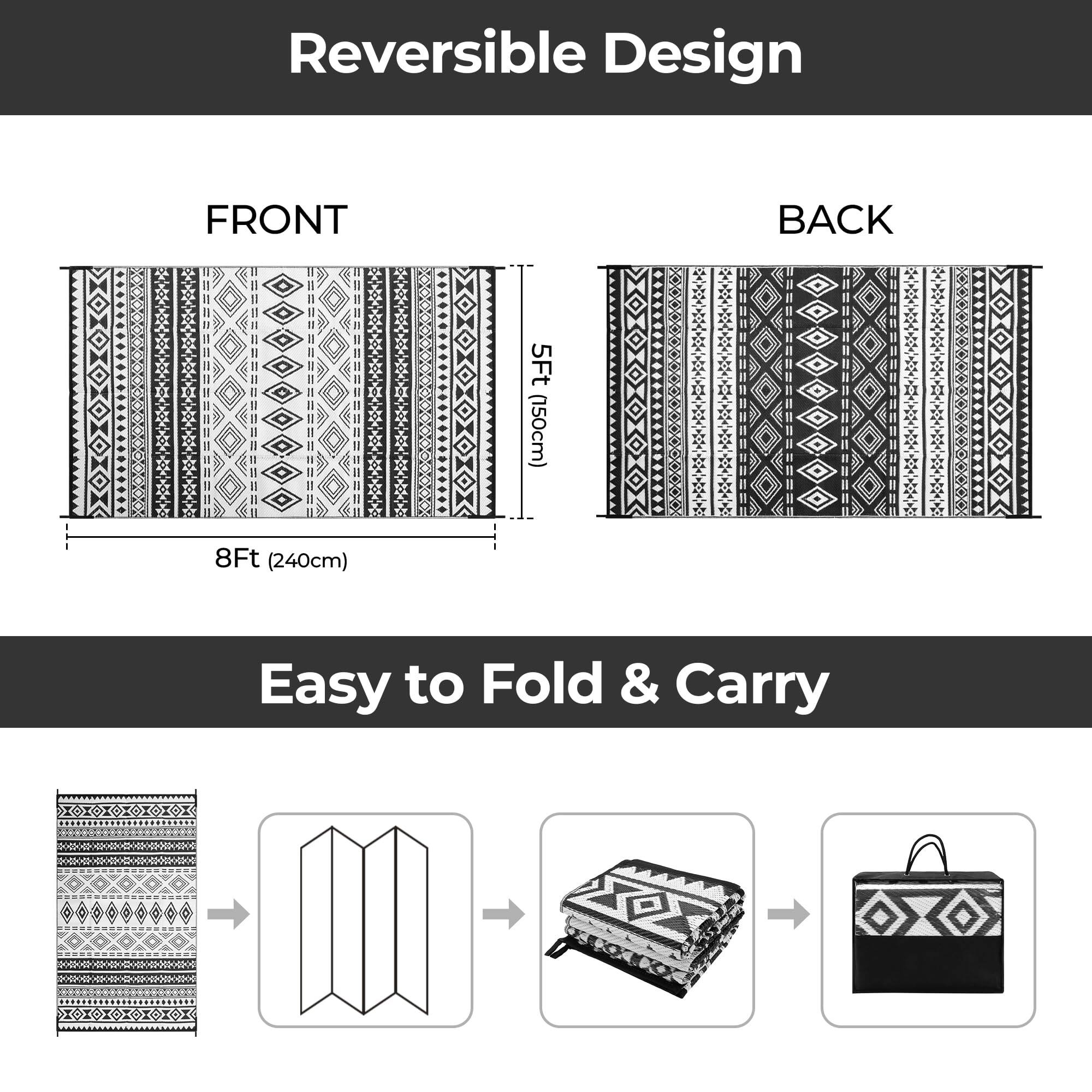 Reversible Design

FRONT  
8Ft (240cm)  
5Ft (150cm)

BACK

Easy to Fold & Carry