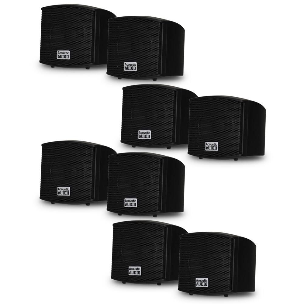 Acoustic Audio by Goldwood - AA321B Mountable Indoor Speakers Bookshelf 4 Pair Pack AA321B-4Pr - Black