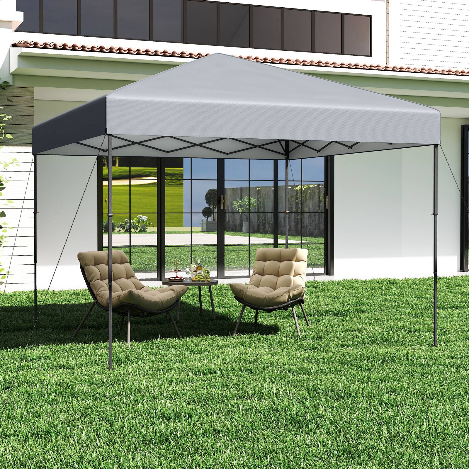 Alt View 1. Gymax - Gymax 10 X 10 FT Pop up Canopy Tent w/ Portable Carrying Bag 8 Stakes 4 Wind Ropes Gray - Gray.