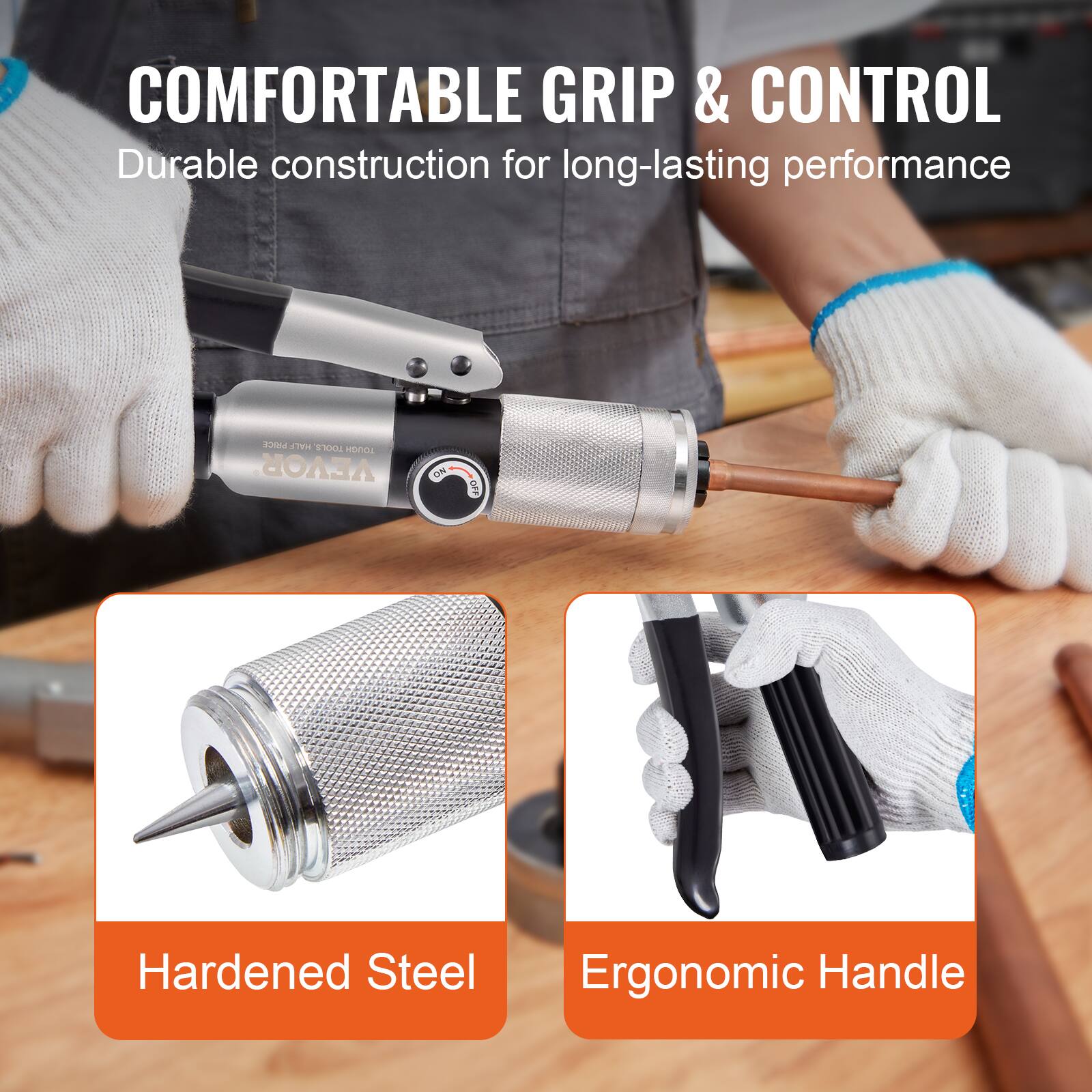 COMFORTABLE GRIP & CONTROL  
Durable construction for long-lasting performance  

Hardened Steel  
Ergonomic Handle