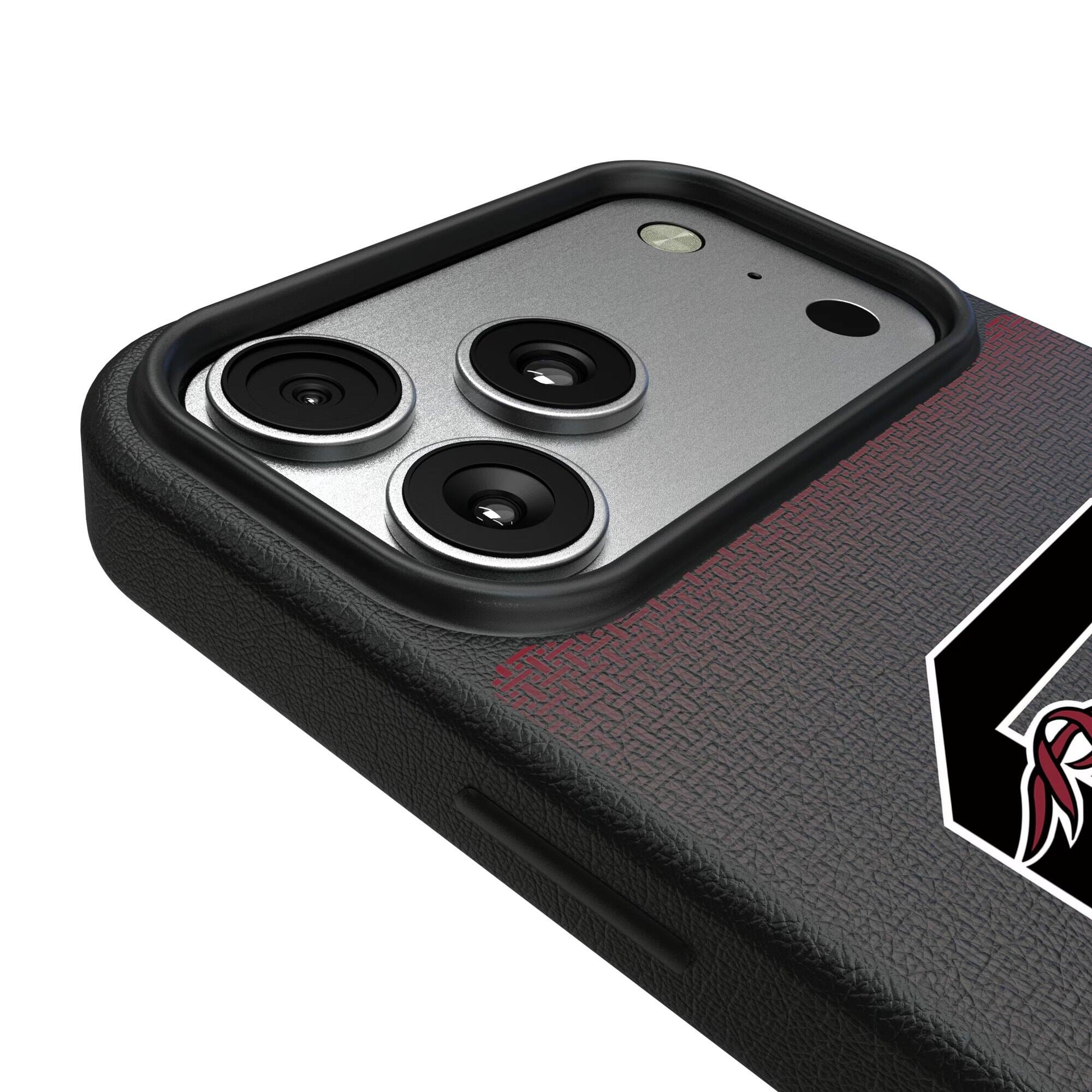 Alt View 2. Keyscaper - South Carolina Gamecocks Linen Logo iPhone Magnetic Bump Case - 15 Plus - Black.