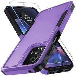 Kitcheniva - Rugged Protective Phone Cover For Motorola Moto G Play 2024 Case With Screen Protector - Purple