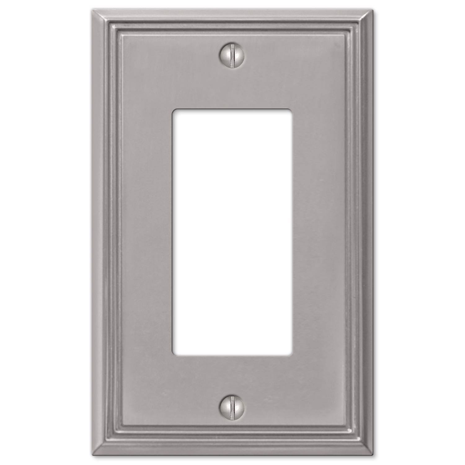 Angle. AMERELLE - Amerelle Metro Brushed Nickel 1 gang Die-Cast Metal Decorator Wall Plate 1 pk - Nickel.