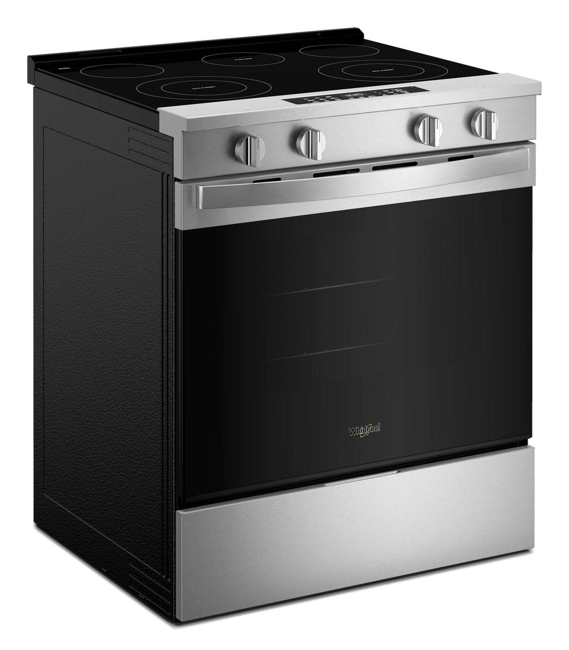 Angle. Whirlpool - 5.3 Cu. Ft. Slide-In Electric Range with No Preheat and Slow Cook Modes - Stainless Steel.