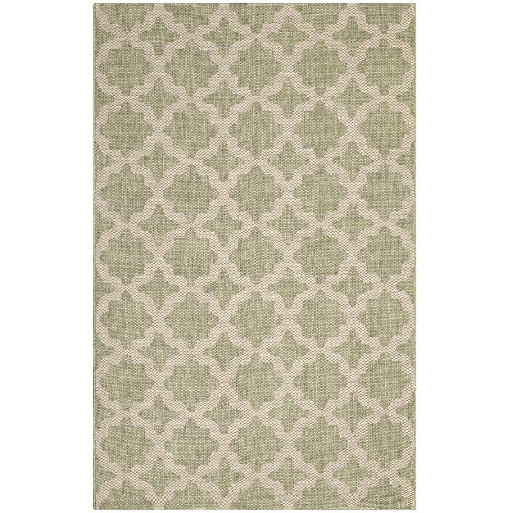 Angle. Modway - Cerelia Moroccan Trellis Indoor and Outdoor Area Rug - Beige and Light Green.