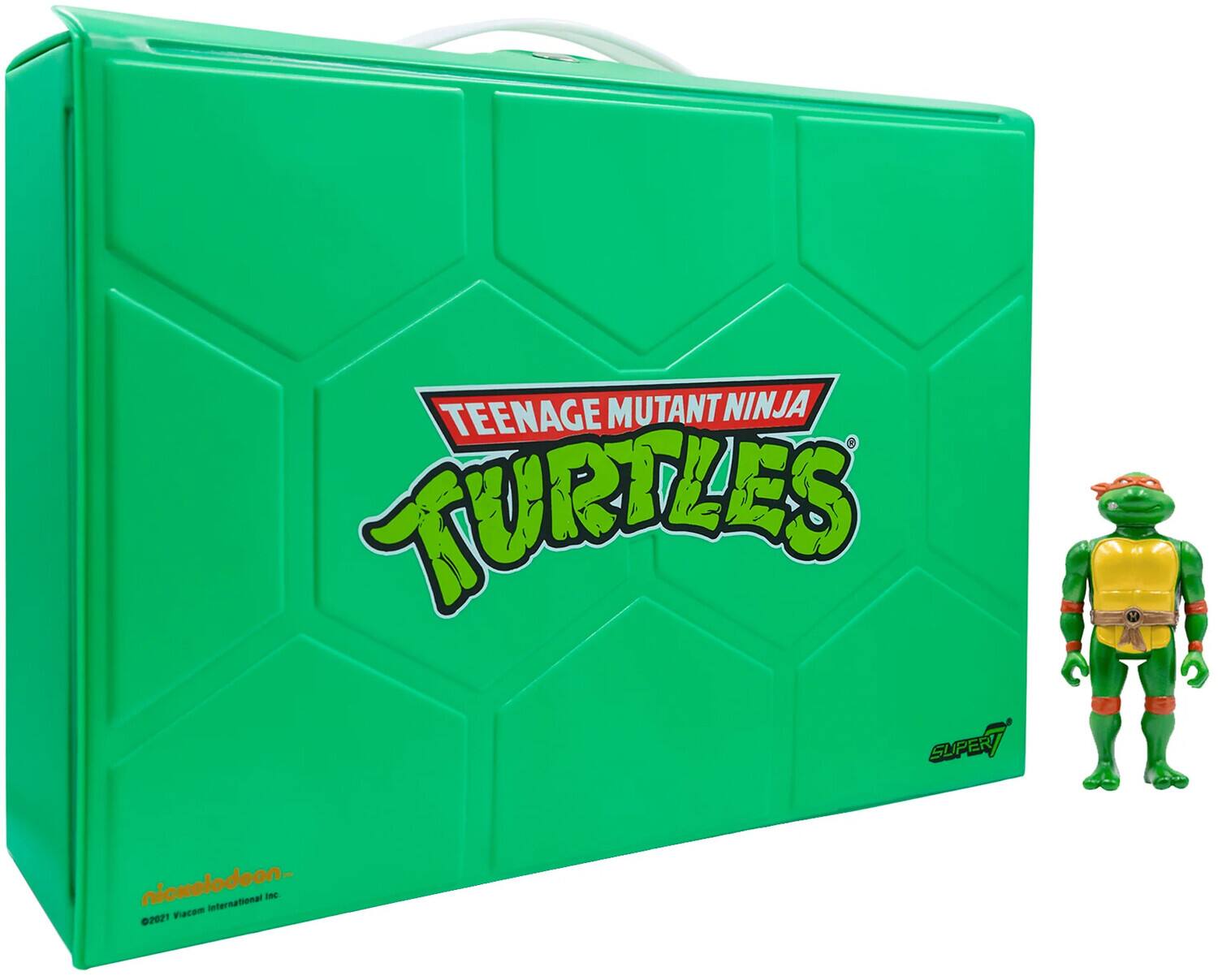 Super7 - Teenage Mutant Ninja Turtles - ReAction Figures - Carry Case With Michelangelo (Metallic) - Collectibles