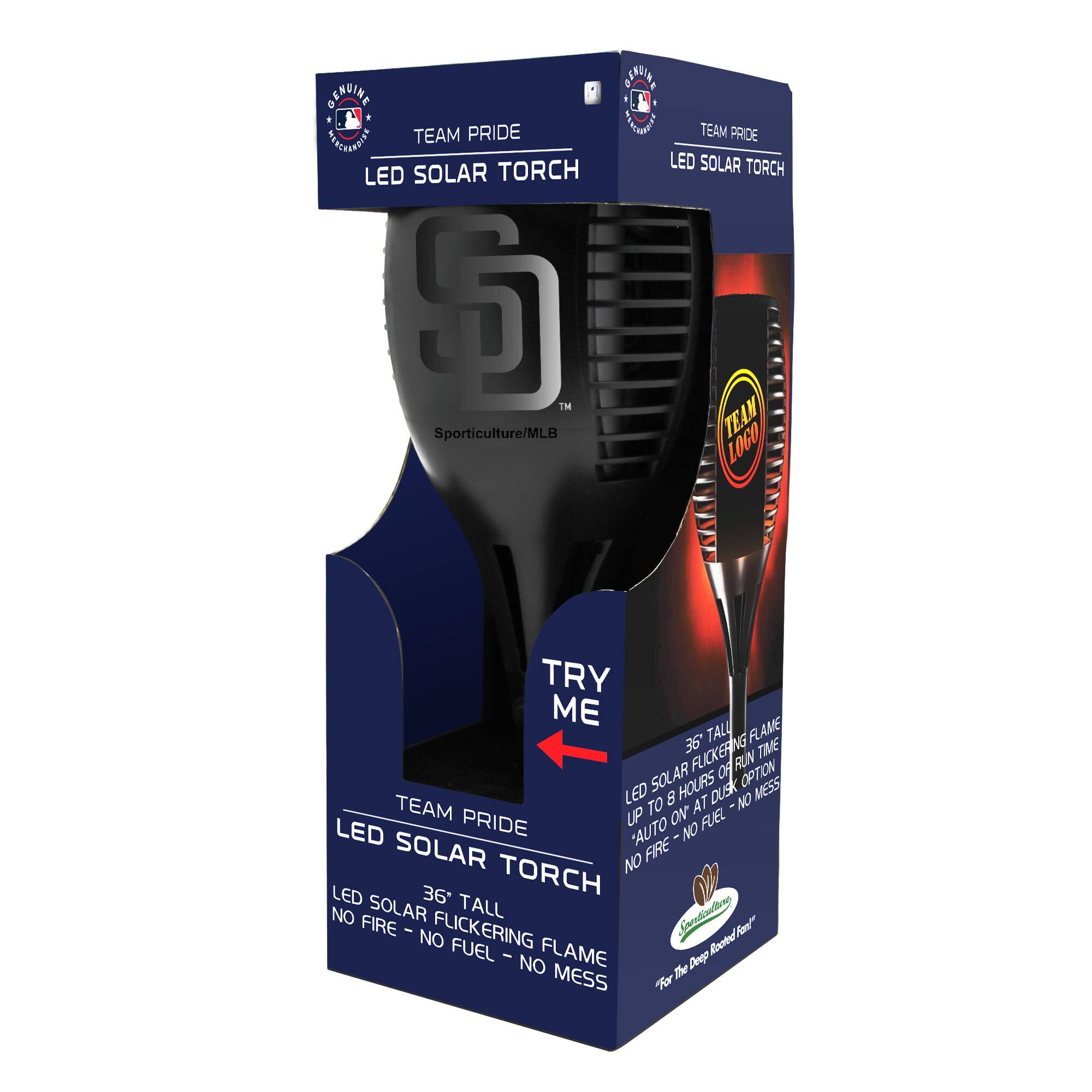 SCUING MINUFACTURING TEAM PRIDE LED SOLAR TORCH  
Sporticulture/MLB  
JANA V TEAM PRIDE LED SOLAR TORCH TEAM LOGO  
TRY ME FLAME 36" TALL NO FLICKERING FLAME RUN OPTION TEAM LED TO 8 HOURS AT DUSK ON - MESS PRIDE UP ON FUEL LED SOLAR "AUTO FIRE NO TORCH NO LED 36" TALL NO FIRE SOLAR Fand" - NO FLICKERING FUEL - FLAME Rooted NO The Deep MESS For