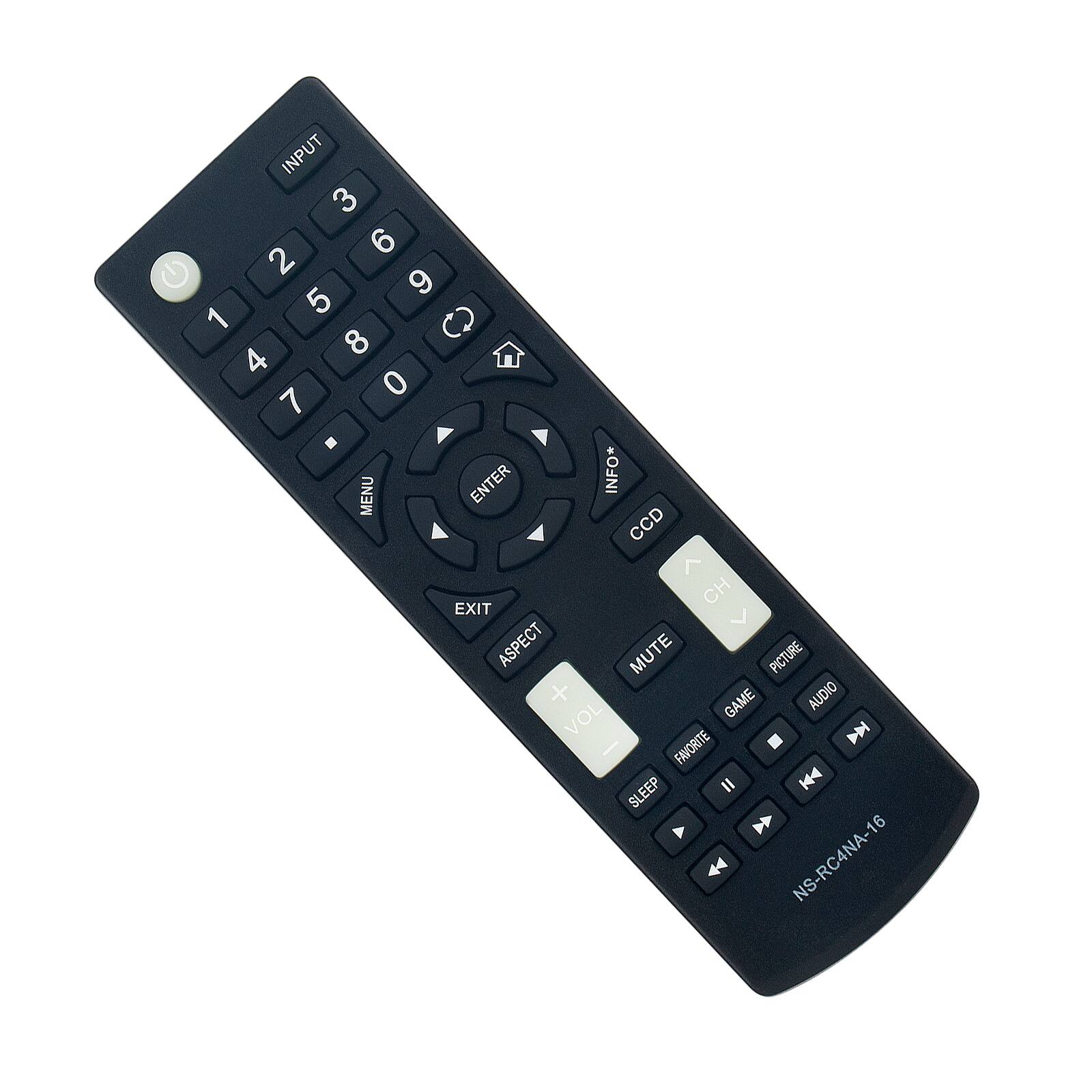 INPUT 3 6 2 9 5 1 8 4 0 7 . ENTER INFO* MENU CCD 7 CH EXIT ASPECT MUTE PICTURE + GAME AUDIO VOL D FAVORITE I K4 S SLEEP NS-RC4NA-16