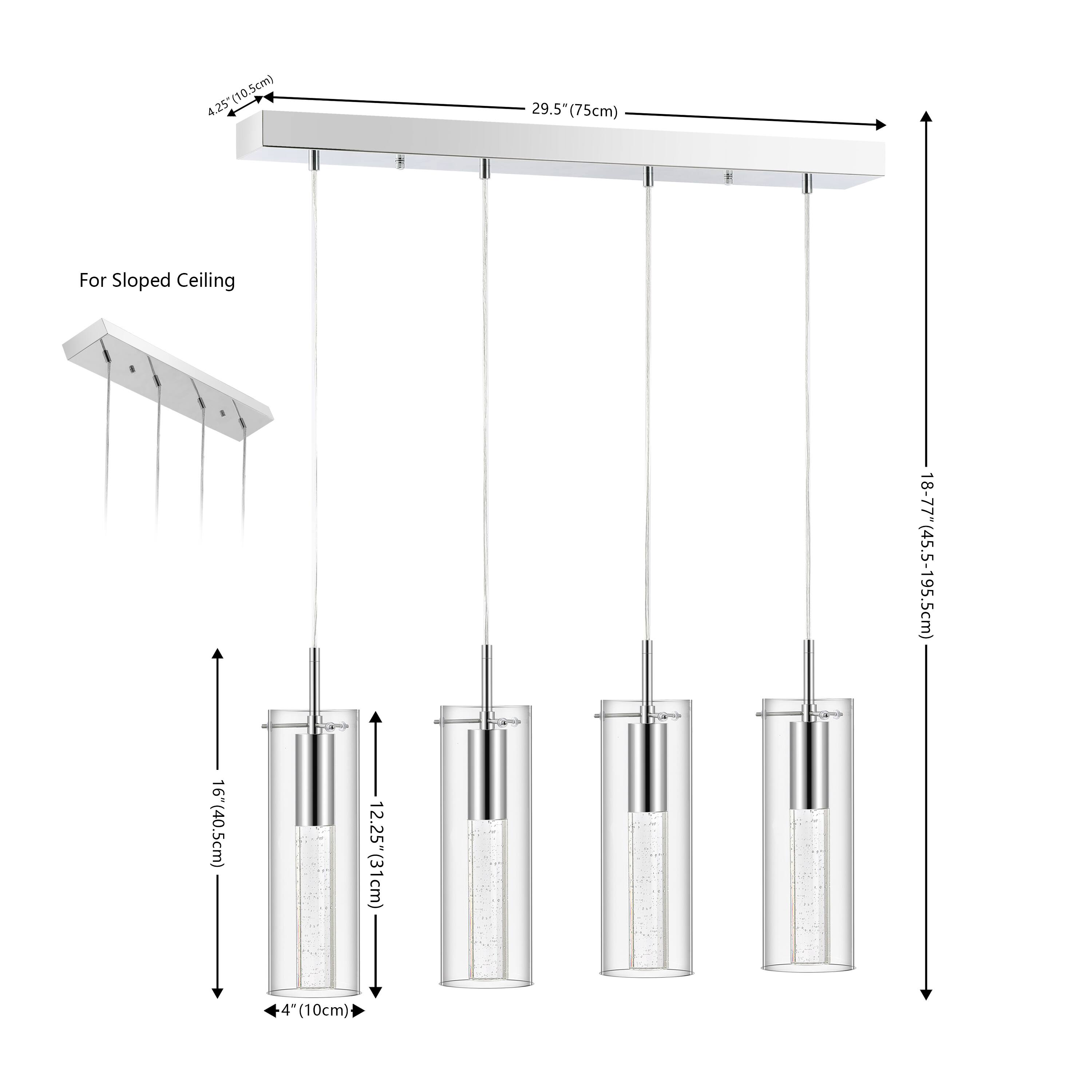 (10.5cm) 4.25" (10.5cm) 4" (10cm) 29.5" (75cm) For Sloped Ceiling 18-77" (45.5-195.5cm) 16" (40.5cm) 12.25" (31cm)