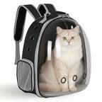 Front. ProMounts - Breathable Transparent Pet Carrier for Cats & Small Dogs, Black Space Capsule Travel Bag Backpack - Black.